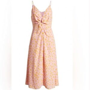 LEITH• Women’s Knot Front Dot Print Midi Dress L